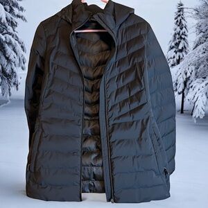 32 Heat‎ Black Lightweight Puffer Jacket Hooded Zip Up Coat Women’s Size S